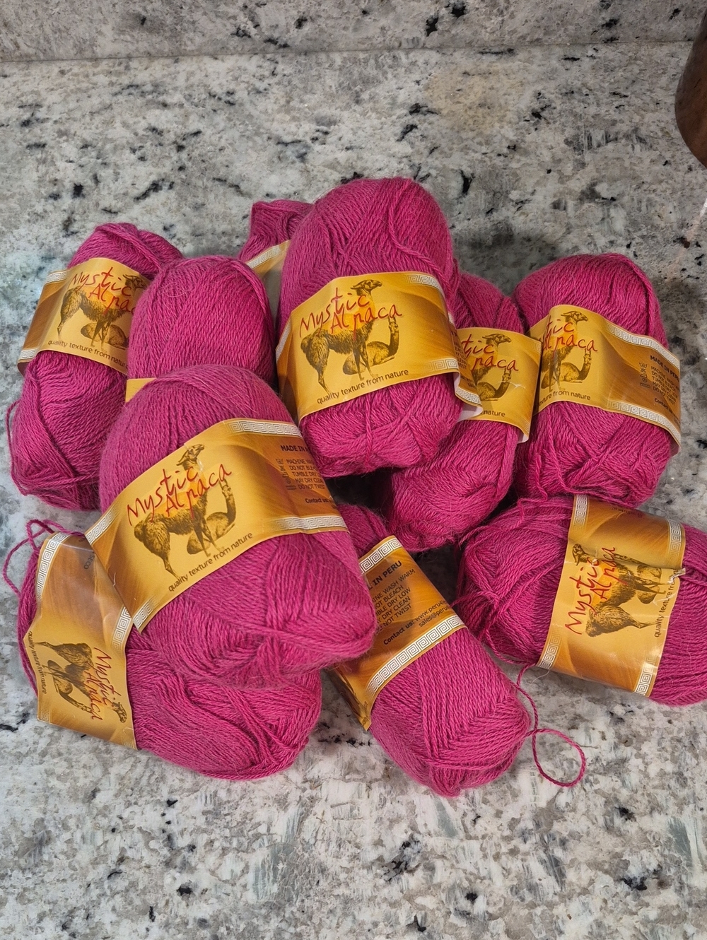 Mystic Alpaca Brand Bright Pink Yarn Skeins - Lot Of 10 Skeins